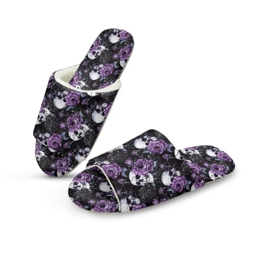 Pzuqiu Winter-Hausschuhe für Damen, offener Zehenbereich, niedlich, bequem, für drinnen und draußen, flauschige Hausschuhe mit Memory-Schaum, Violetter Rosen-Totenkopf, 36/37 EU Pzuqiu Winter-Hausschuhe für Damen, offener Zehenbereich, niedlich, bequem, für drinnen und draußen, flauschige Hausschuhe mit Memory-Schaum, Violetter Rosen-Totenkopf, 36/37 EU von Pzuqiu
