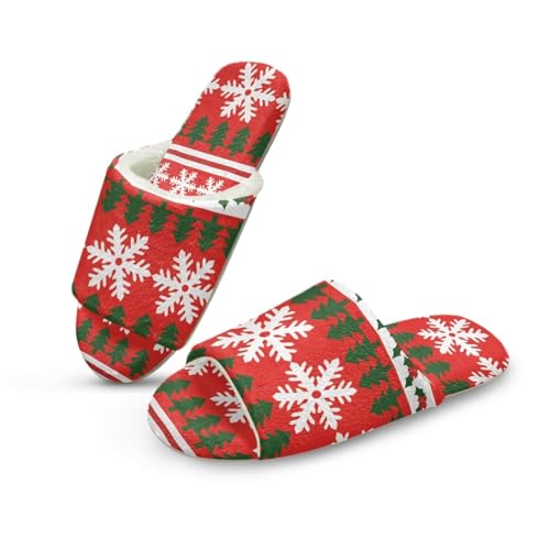 Pzuqiu Winter-Hausschuhe für Damen, offener Zehenbereich, niedlich, bequem, für drinnen und draußen, flauschige Hausschuhe mit Memory-Schaum, Weihnachts-Schneeflocke, 36/37 EU von Pzuqiu