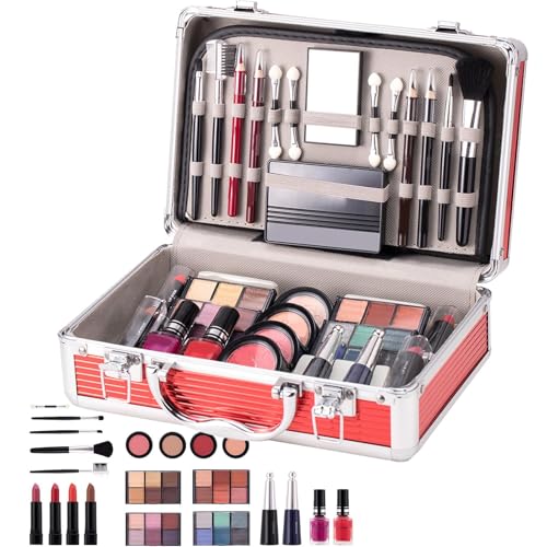 Eyebrow Pencil and Brush, Lipstick and Nail Polish, Makeup Case, Teen Beauty Essentials, Makeup Starter Kit, Compact Makeup Set Suitable Use for Travel Friendly Makeup Case von Pzuryhg