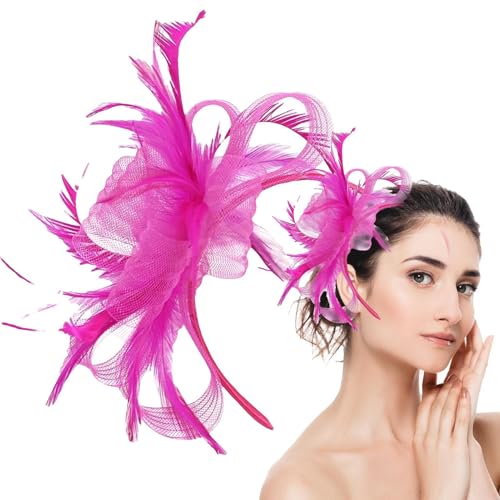 Federkopfschmuck - Fascinator Kopfbedeckung,Haarschmuck Hut Netzhaarreif Für Kostümparty Hochzeiten Mädchen Frauen Gartenparty Gesellschaftsanlässe von Pzuryhg