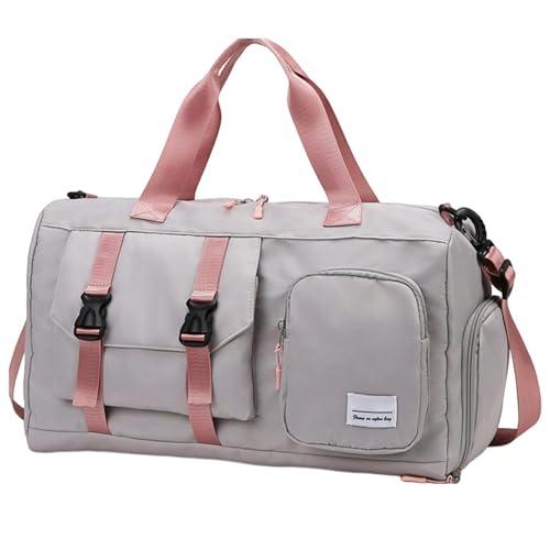 Fitness Seesack, Sporttasche, Handgepäcktasche, 45 x 26 x 38 cm, Oxford-Stoff, leichter Turnbeutel mit verstellbaren Trägern und Handgepäck-Kompatibilität für vielseitigen Einsatz, grau, Refer to von Pzuryhg