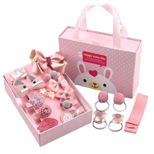 Little Girl Haarschmuck, Set mit 18 stilvollen Prinzessinnen-Haarnadeln mit Haargummis, niedliche Metall-Haarspangen, verschiedene Kopfbedeckungs-Clips für Party, Schule und Ballett von Pzuryhg