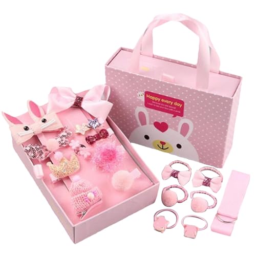 Little Girl Haarschmuck, Set mit 18 stilvollen Prinzessinnen-Haarnadeln mit Haargummis, niedliche Metall-Haarspangen, verschiedene Kopfbedeckungs-Clips für Party, Schule und Ballett von Pzuryhg