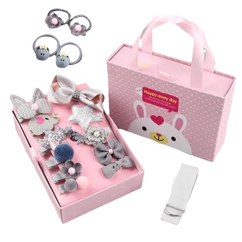 Little Girl Haarschmuck, Set mit 18 stilvollen Prinzessinnen-Haarnadeln mit Haargummis, niedliche Metall-Haarspangen, verschiedene Kopfbedeckungs-Clips für Party, Schule und Ballett von Pzuryhg