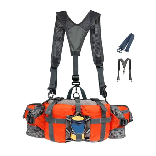 Tragbarer Wanderrucksack Hüfttasche Wasserdicht Wandern Hüfttasche mit Flaschenhalter Wandern Hüfttasche Verstellbarer Gurt Wasserdichte Hüfttasche für Wandern Laufen Joggen Angeln Jagd, Orange 1, von Pzuryhg