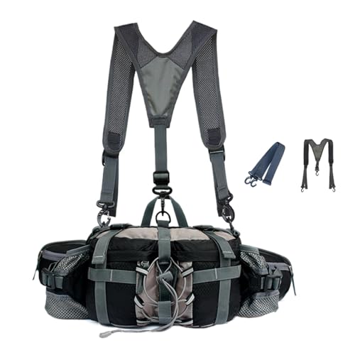 Tragbarer Wanderrucksack Hüfttasche Wasserdicht Wandern Hüfttasche mit Flaschenhalter Wandern Hüfttasche Verstellbarer Gurt Wasserdichte Hüfttasche für Wandern Laufen Joggen Angeln Jagd, Schwarz , von Pzuryhg