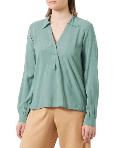 Q/S by s.Oliver Damen Bluse Langarm Blue Green 38 von Q/S by s.Oliver