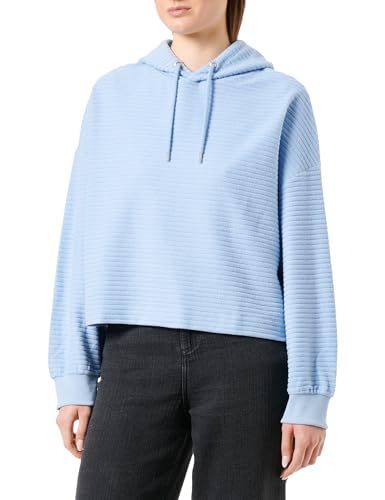 Q/S by s.Oliver Damen Sweatshirt mit Kapuze und Rippstruktur Blue, L von Q/S by s.Oliver