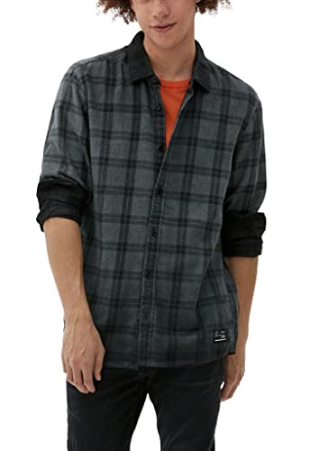 Q/S by s.Oliver Men's Hemden Langarm, Grey/Black, L von Q/S by s.Oliver