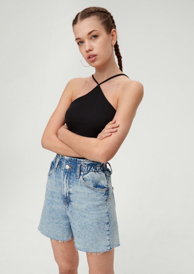 QS Jeansshorts Jeans-Shorts Paper Bag / Relaxed Fit / High Rise / Semi Wide Leg Waschung von QS
