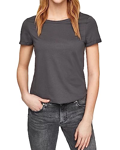 Q/S by s.Oliver Damen T-Shirt Kurzarm Rundhals Basic | 2 Stück (as3, Alpha, l, Regular, Regular, Standard, 2 x dunkelgrau) von Q/S designed by