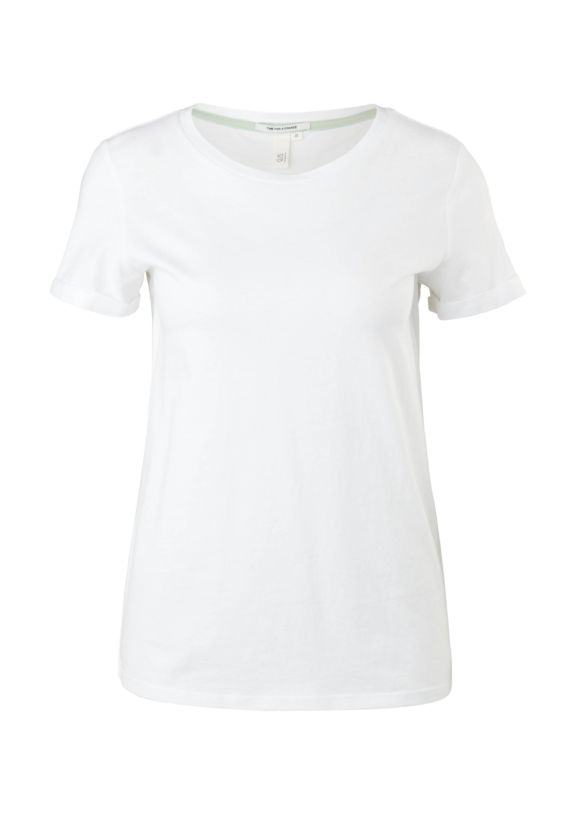 QS - Jerseyshirt mit Crew Neck, Damen, weiß von QS