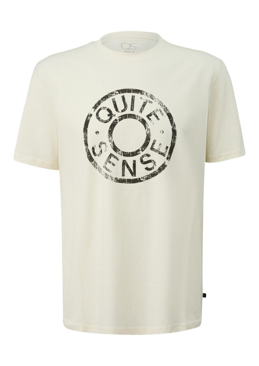 Q/S designed by - Basic Rundhals T-Shirt mit Frontdruck weiß - Gr. - S von Q/S designed by
