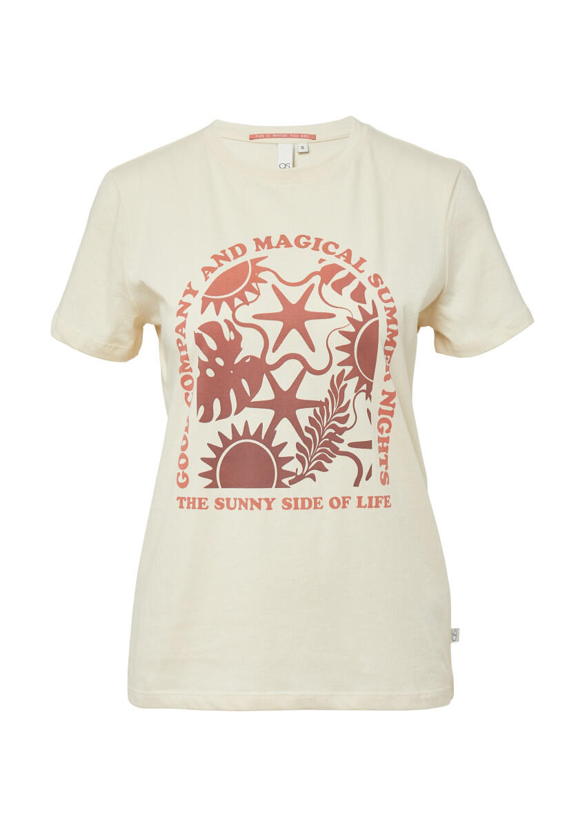 Q/S designed by - Baumwoll T-Shirt mit Frontprint beige - Gr. - L von Q/S designed by