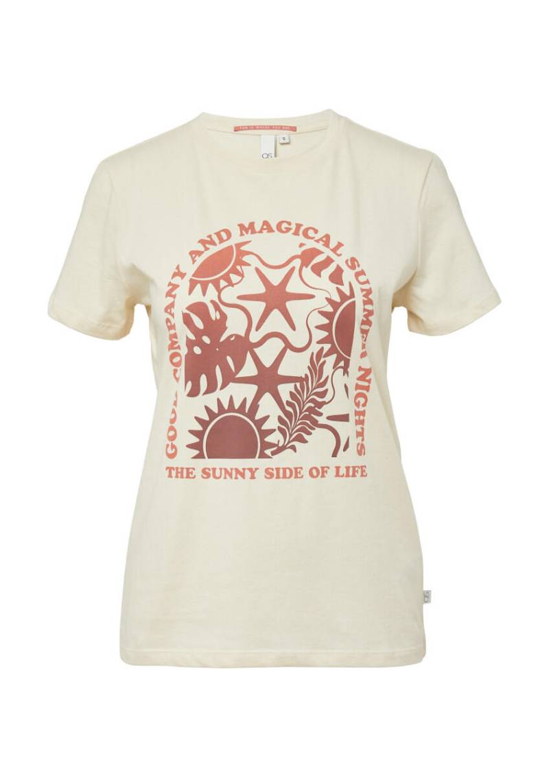Q/S designed by - Baumwoll T-Shirt mit Frontprint beige - Gr. - L von Q/S designed by
