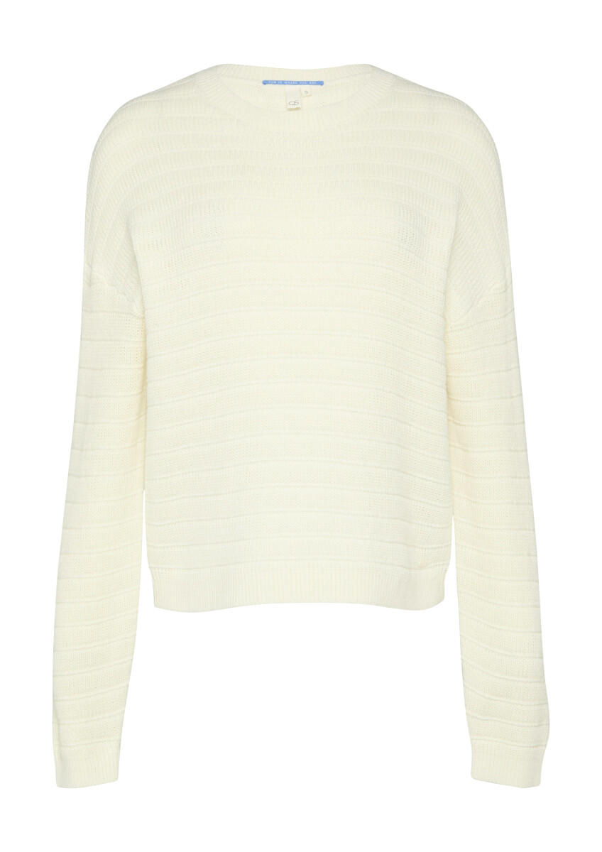 Q/S designed by - Baumwollmix-Pullover mit Strukturmuster weiß - Gr. - M von Q/S designed by