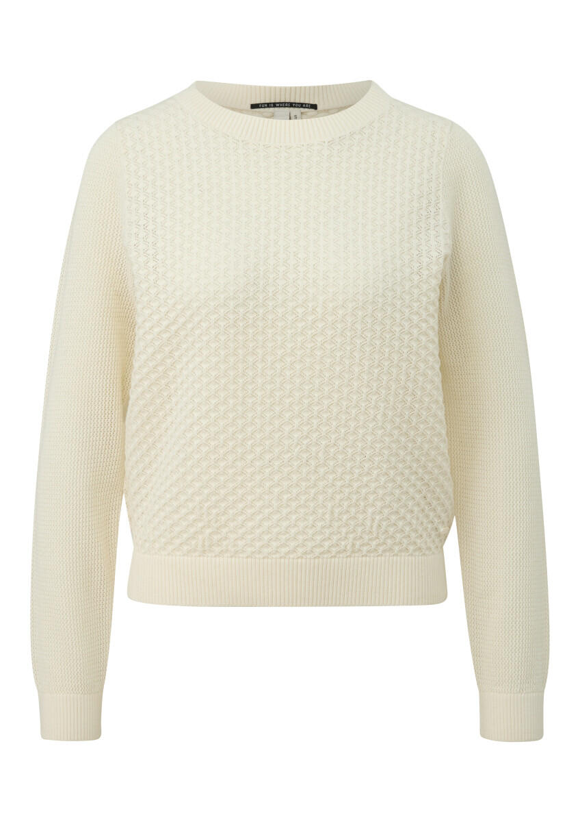 Q/S designed by - Baumwollpullover mit Ajourmuster weiß - Gr. - XL von Q/S designed by