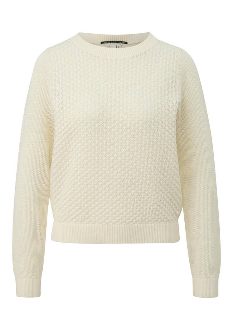 Q/S designed by - Baumwollpullover mit Ajourmuster weiß - Gr. - XL von Q/S designed by