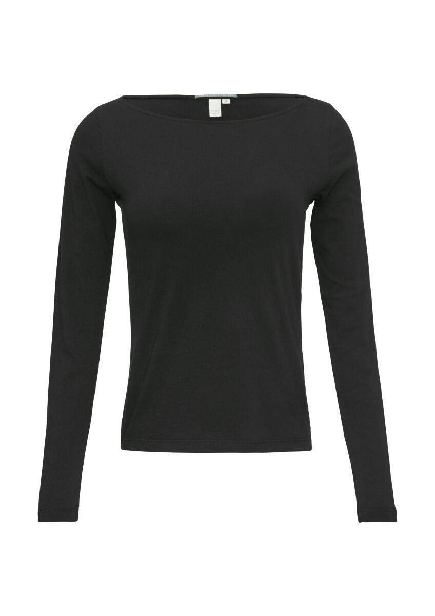 Q/S designed by - Baumwollshirt mit U-Boot-Ausschnitt schwarz - Gr. - L von Q/S designed by