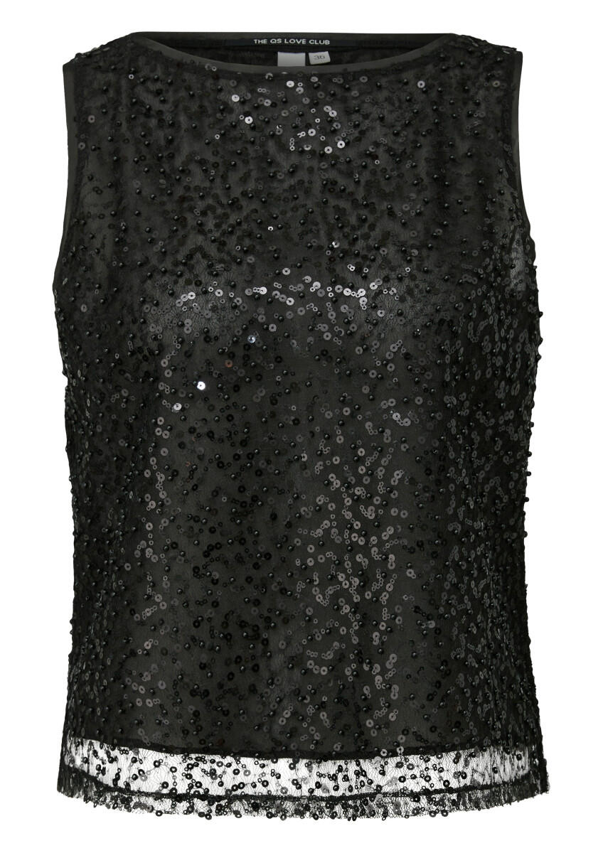 Q/S designed by - Blusentop mit Perlen und Pailletten schwarz - Gr. - 42 von Q/S designed by