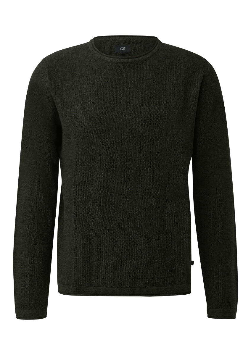 Q/S designed by - Cashmere-Baumwollmix Pullover aus Melangegarn schwarz - Gr. - L von Q/S designed by