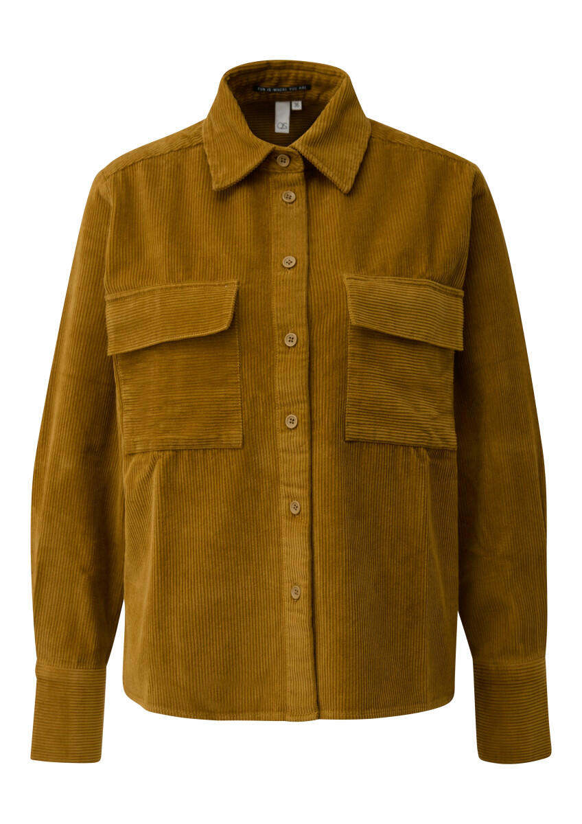 Q/S designed by - Cord-Overshirt mit Brusttaschen braun/grün - Gr. - 32 von Q/S designed by