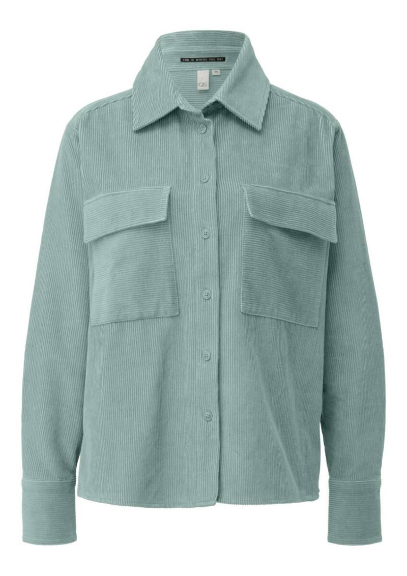 Q/S designed by - Cordbluse mit Brusttaschen grün/blau - Gr. - 32 von Q/S designed by