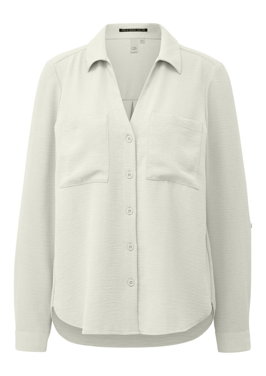 Q/S designed by - Crêpebluse mit Turn-up-Ärmel weiß - Gr. - 32 von Q/S designed by