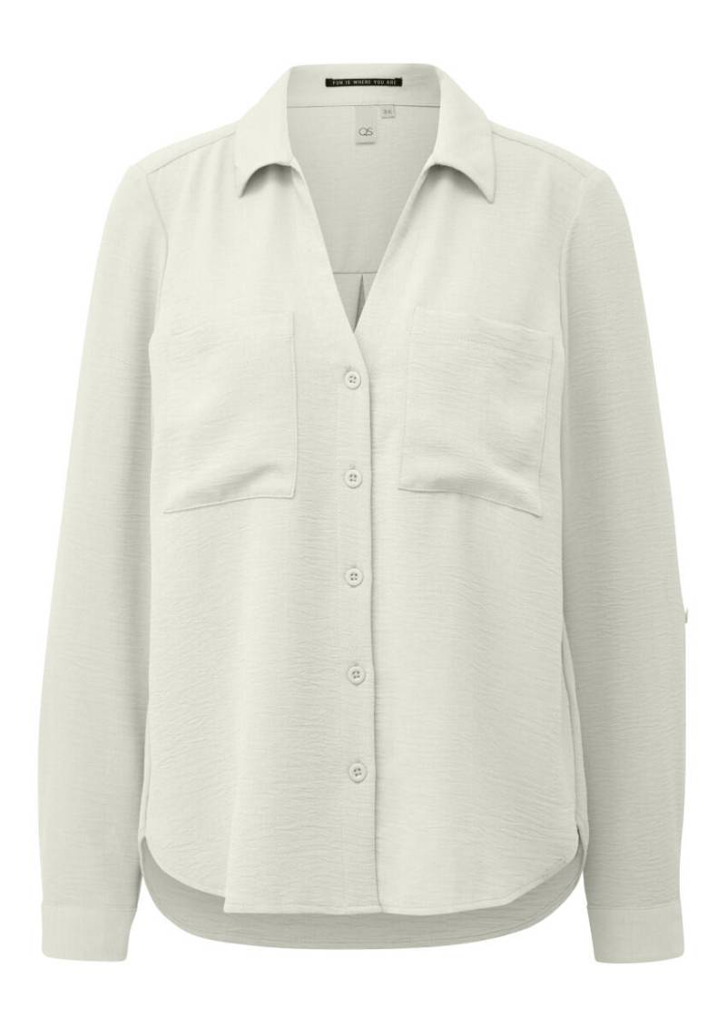 Q/S designed by - Crêpebluse mit Turn-up-Ärmel weiß - Gr. - 32 von Q/S designed by