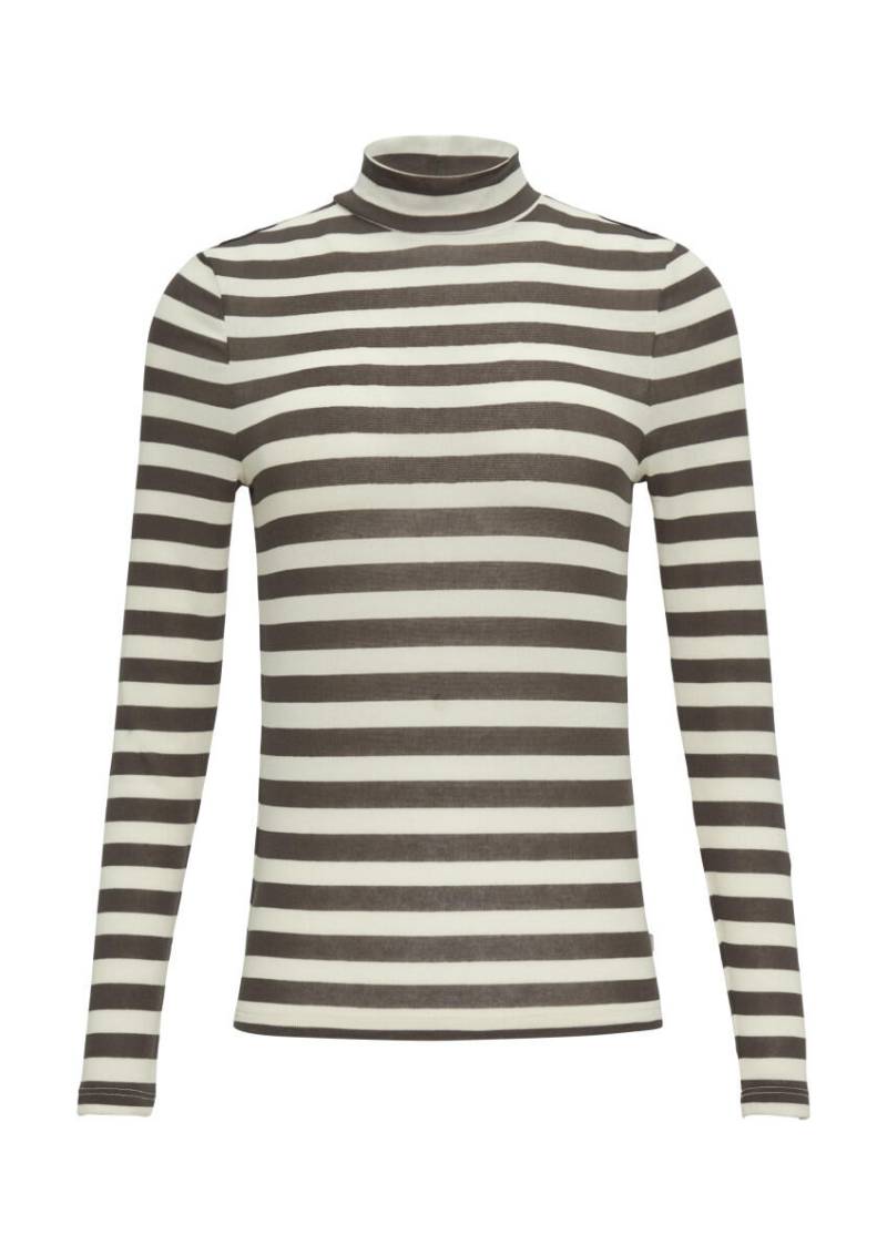 Q/S designed by - Gestreiftes Longsleeve im Slim Fit weiß/schwarz - Gr. - M von Q/S designed by