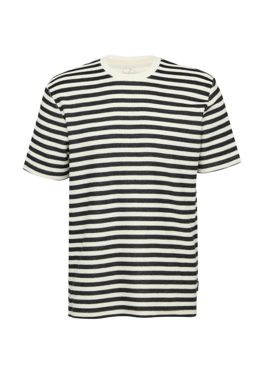 Q/S designed by - Gestreiftes T-Shirt aus Sweat-Material weiß/schwarz - Gr. - M von Q/S designed by