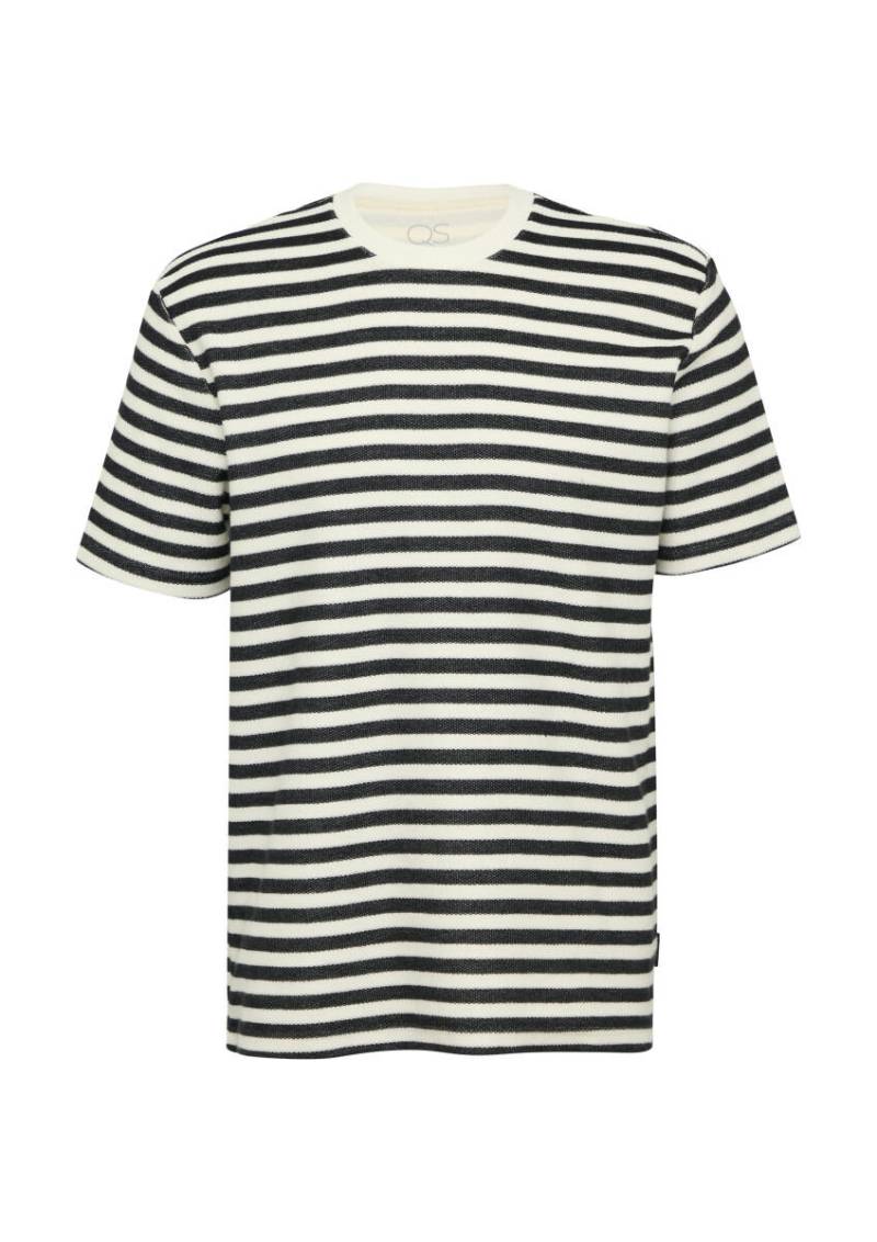 Q/S designed by - Gestreiftes T-Shirt aus Sweat-Material weiß/schwarz - Gr. - S von Q/S designed by