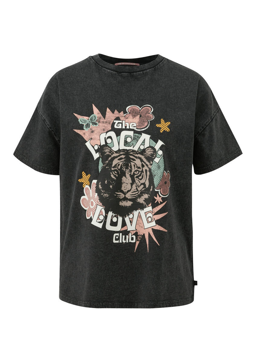 Q/S designed by - Gewaschenes T-Shirt im Oversized Fit schwarz - Gr. - L von Q/S designed by