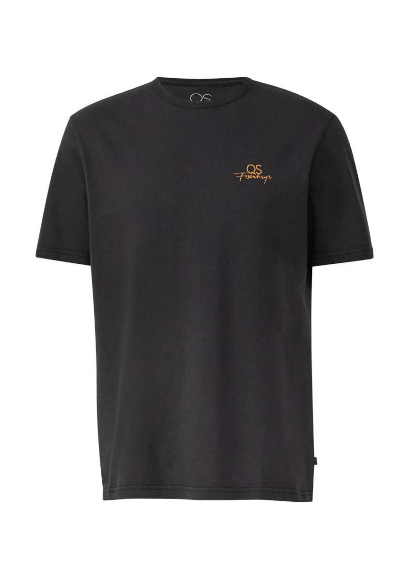 Q/S designed by - Gewaschenes T-Shirt mit Front- und Rückenprint schwarz - Gr. - S von Q/S designed by