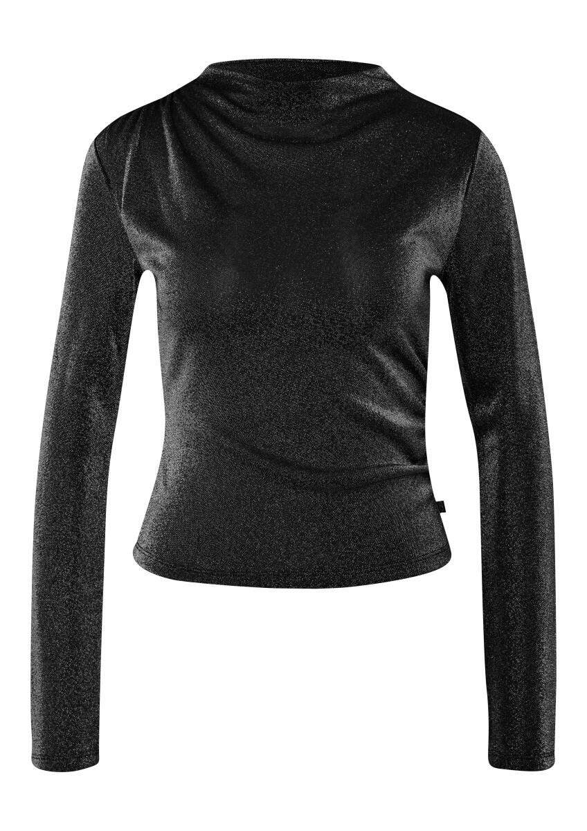 Q/S designed by - Glitzershirt mit seitlicher Raffung schwarz - Gr. - XXL von Q/S designed by