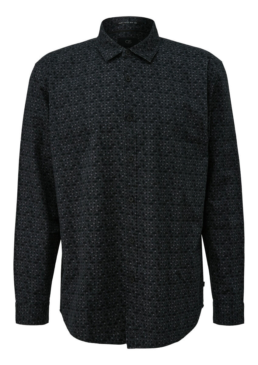 Q/S designed by - Hemd mit Alloverprint und Kentkragen schwarz - Gr. - S von Q/S designed by