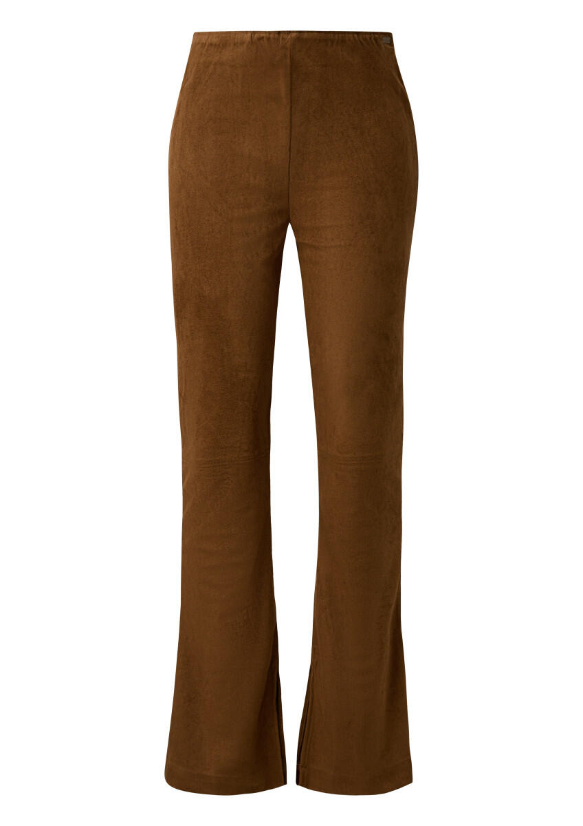 Q/S designed by - Hose mit ausgestelltem Bein in Wildlederoptik braun - Gr. - 36 von Q/S designed by