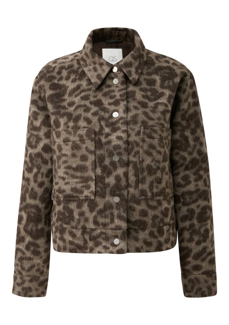 Q/S designed by - Jacke in Wolloptik mit Leo-All-over-Print braun - Gr. - XL von Q/S designed by