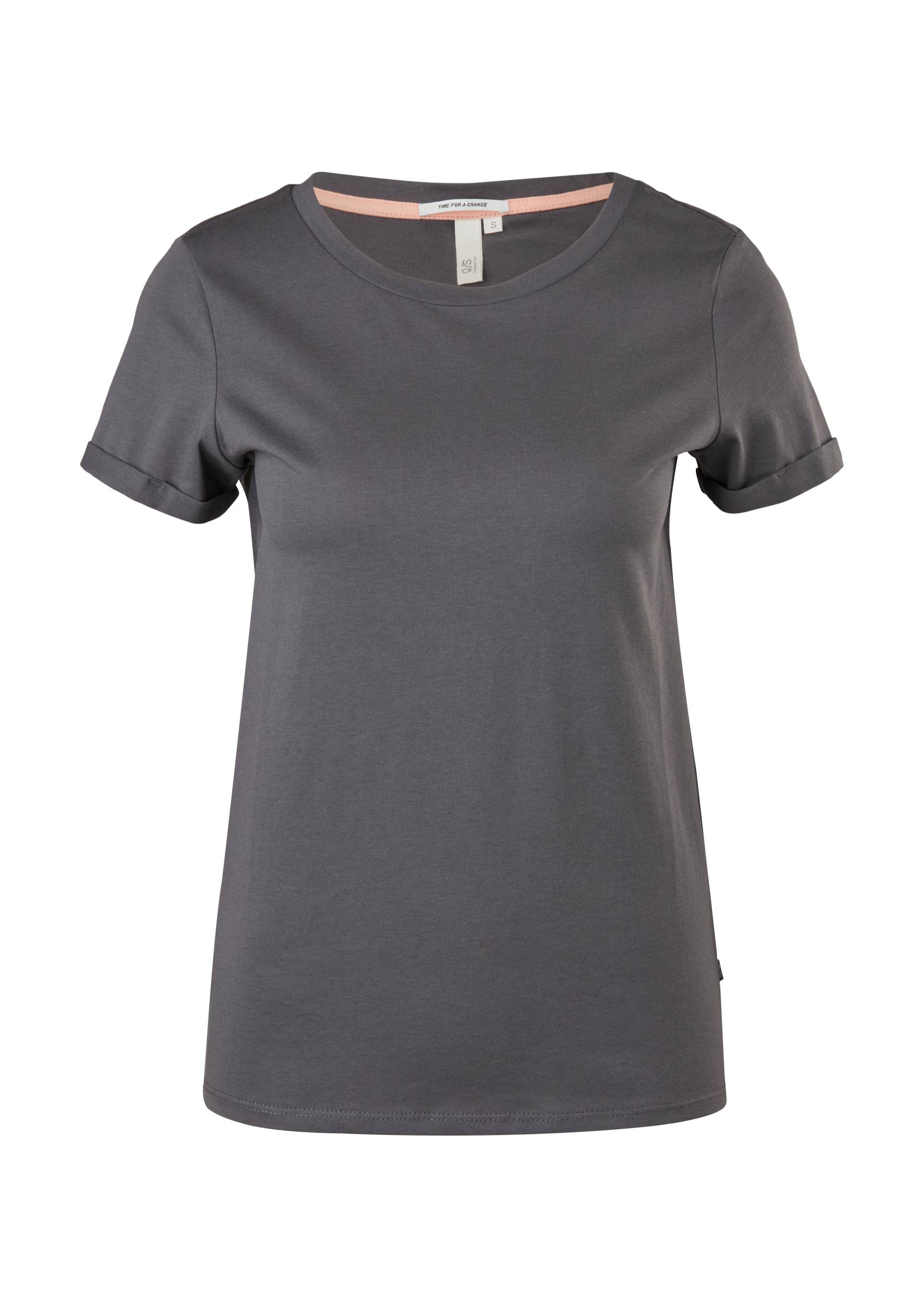 QS - Jerseyshirt mit Crew Neck, Damen, grau von QS