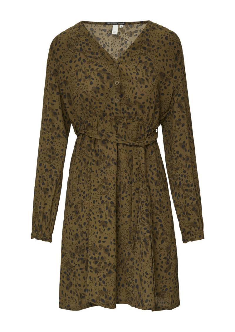 Q/S designed by - Kurzes Crêpe-Kleid mit All-over-Print grün - Gr. - 32 von Q/S designed by