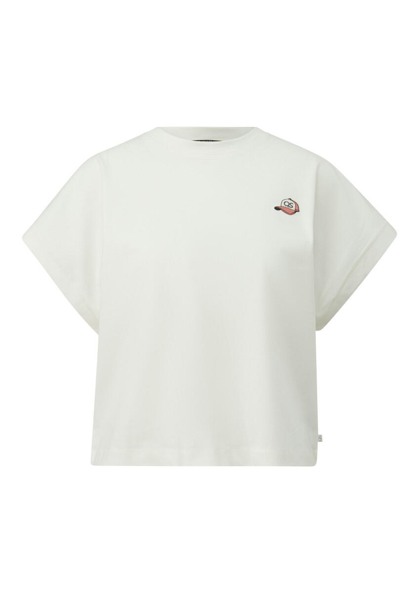 Q/S designed by - Lässiges Baunwollshirt mit kleiner Stickerei weiß - Gr. - L von Q/S designed by