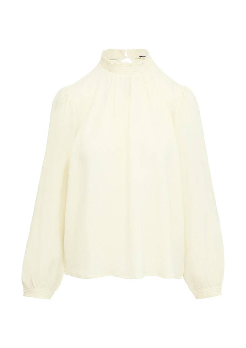 Q/S designed by - Leicht strukturierte Bluse mit gemocktem Stehkragen beige - Gr. - 34 von Q/S designed by