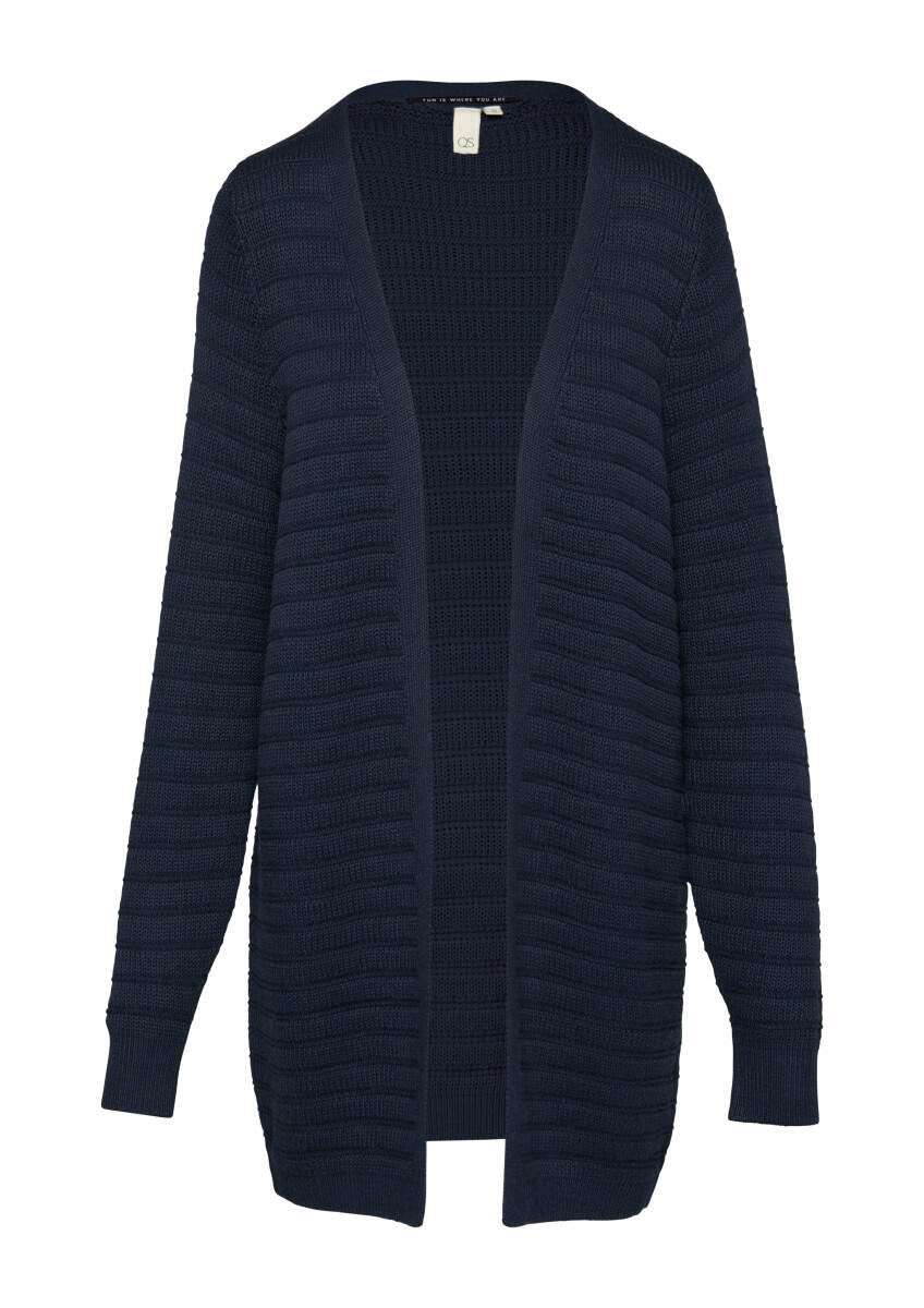 Q/S designed by - Long-Cardigan mit Strukturmuster blau - Gr. - M von Q/S designed by