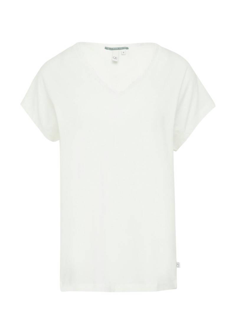 Q/S designed by - Modalmix-Shirt mit Spitzenblende weiß - Gr. - L von Q/S designed by