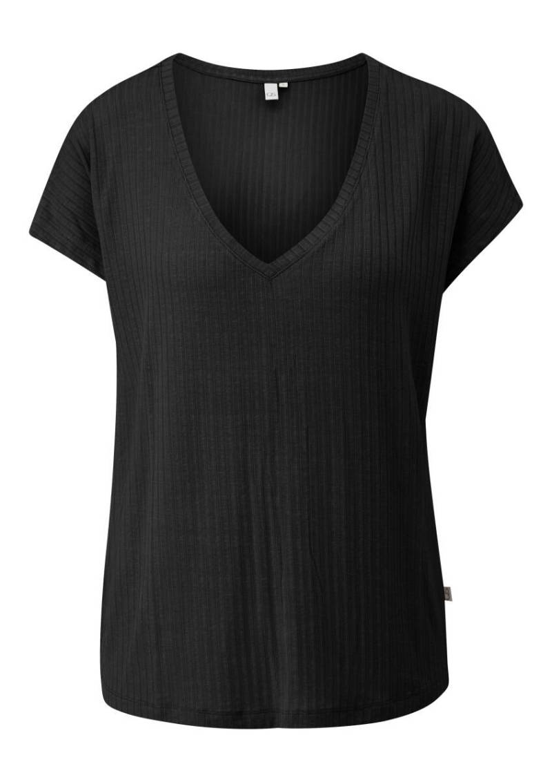 Q/S designed by - Oversize-Shirt mit Rippstruktur schwarz - Gr. - L von Q/S designed by