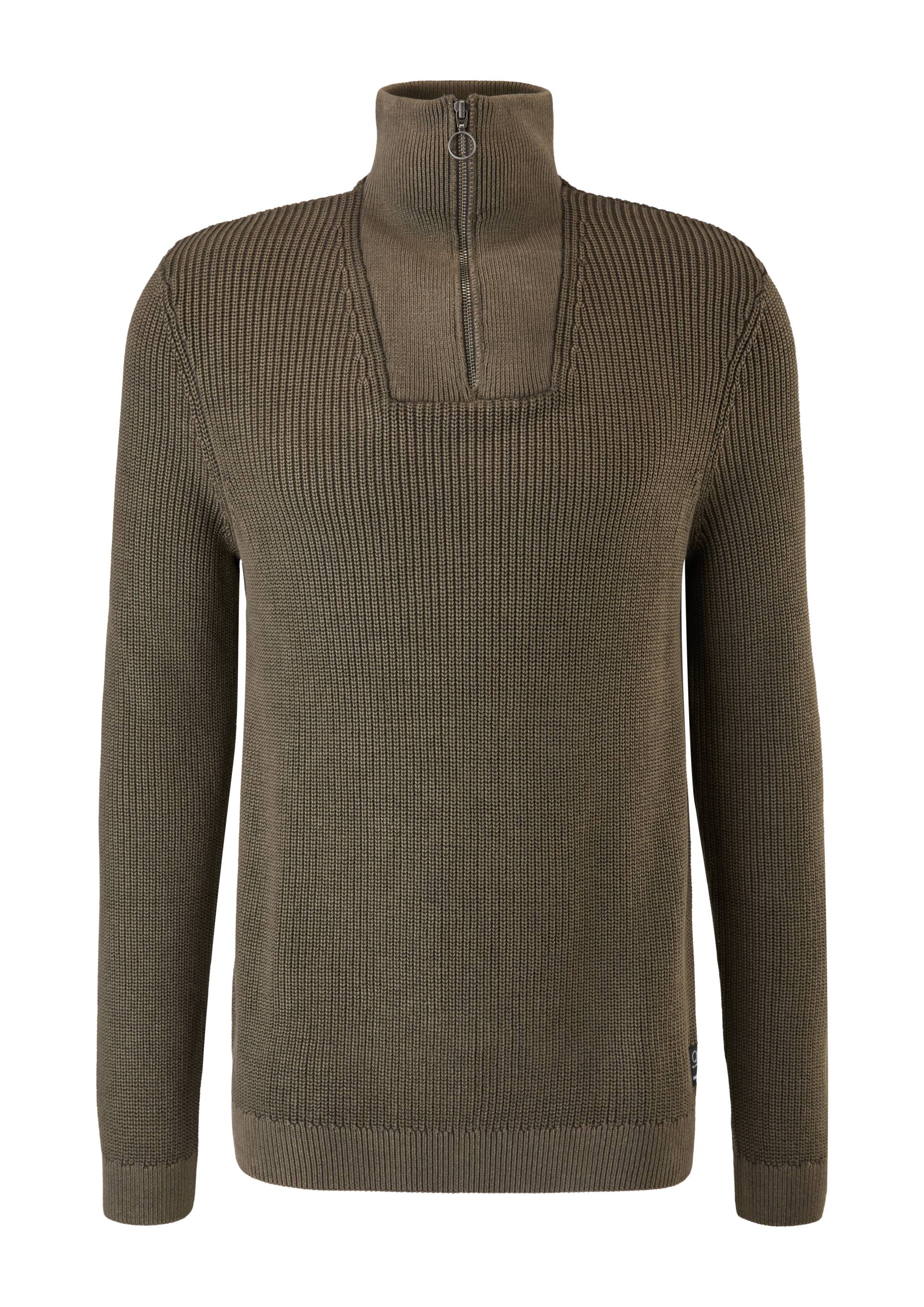 QS - Pullover mit Troyer-Kragen, Herren, braun von QS