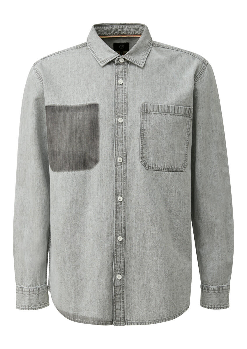 Q/S designed by - Regular Fit: Denim-Hemd grau - Gr. - L von Q/S designed by