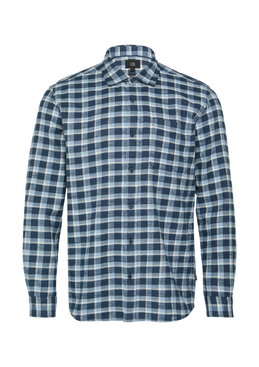 Q/S designed by - Regular Fit: Flanellhemd mit aufgesetzter Tasche blau - Gr. - XL von Q/S designed by
