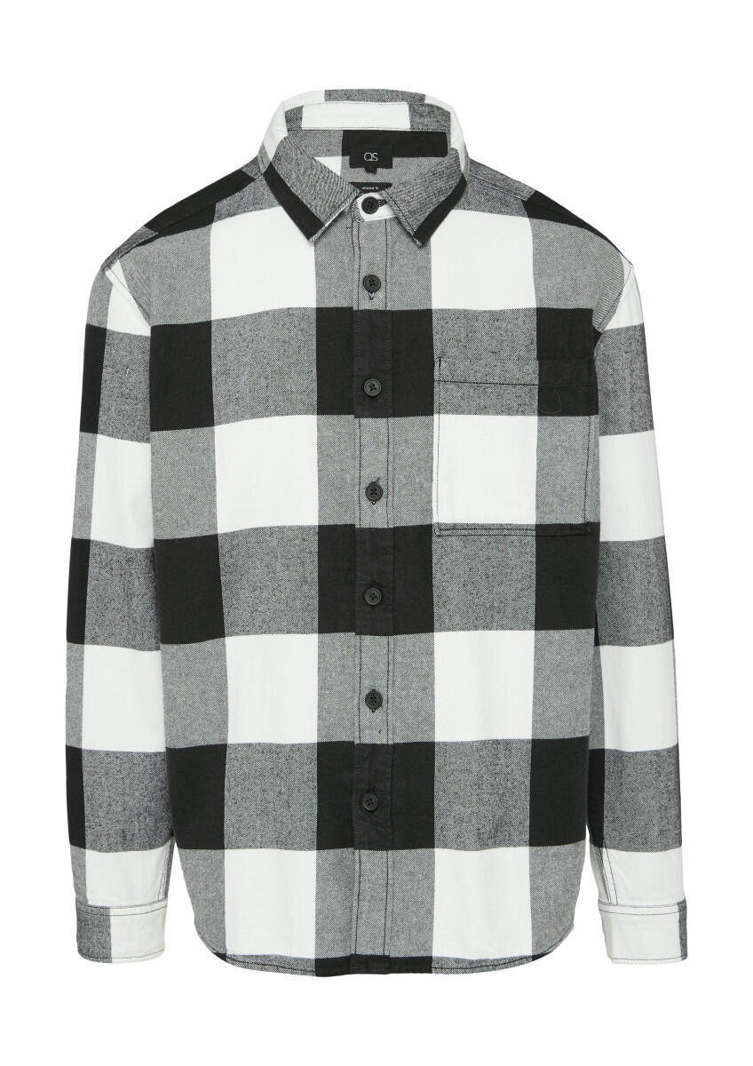 Q/S designed by - Relaxed Fit: Flanellhemd mit Brusttasche schwarz/weiß - Gr. - S von Q/S designed by