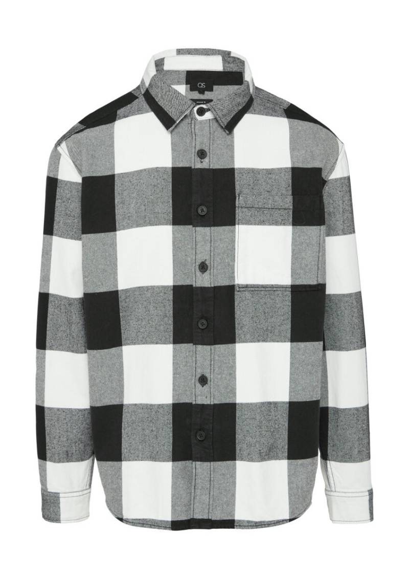 Q/S designed by - Relaxed Fit: Flanellhemd mit Brusttasche schwarz/weiß - Gr. - S von Q/S designed by